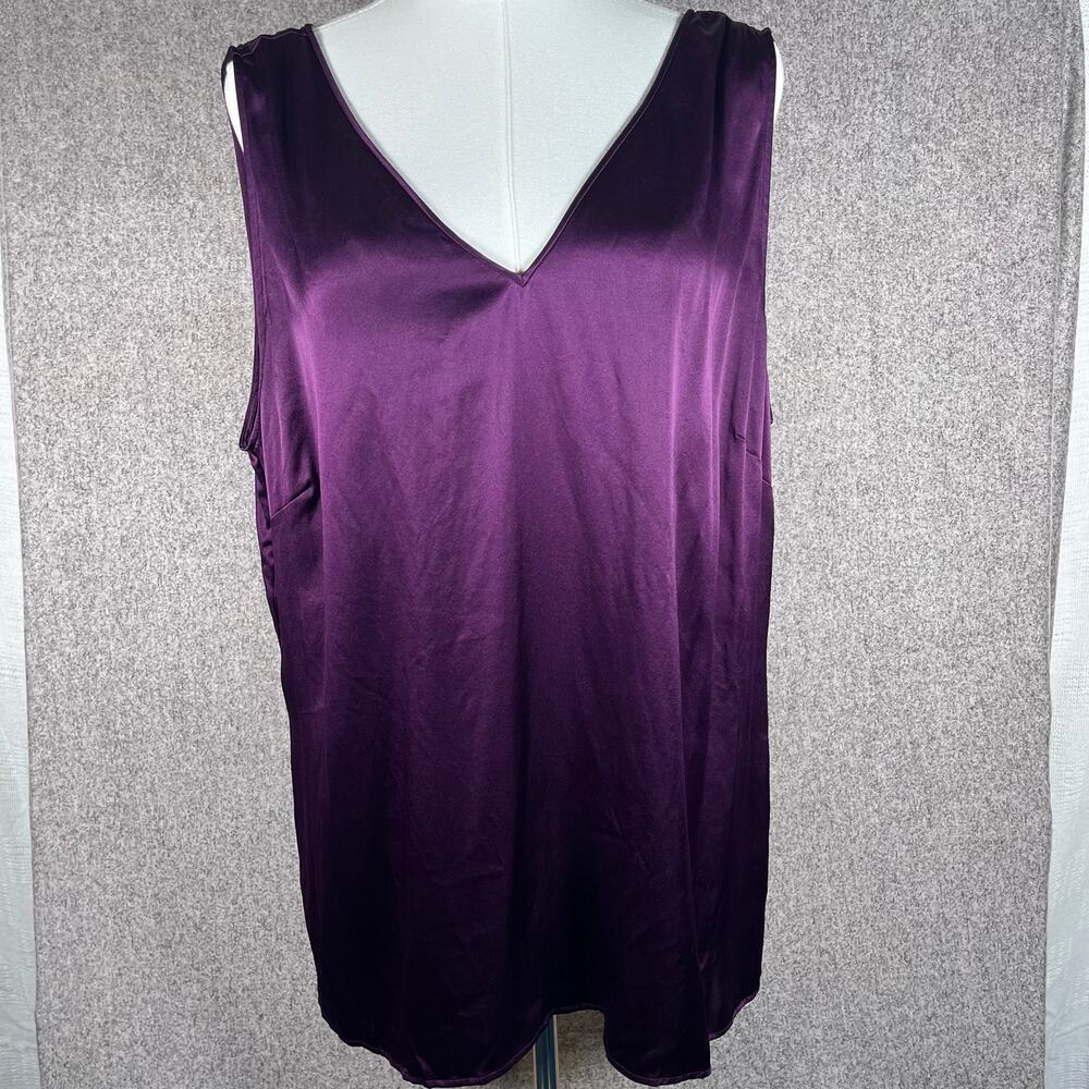 Dark Purple Women's Ravella 100% Pure Luxury Silk Tank Blouse Size XL V-Neck